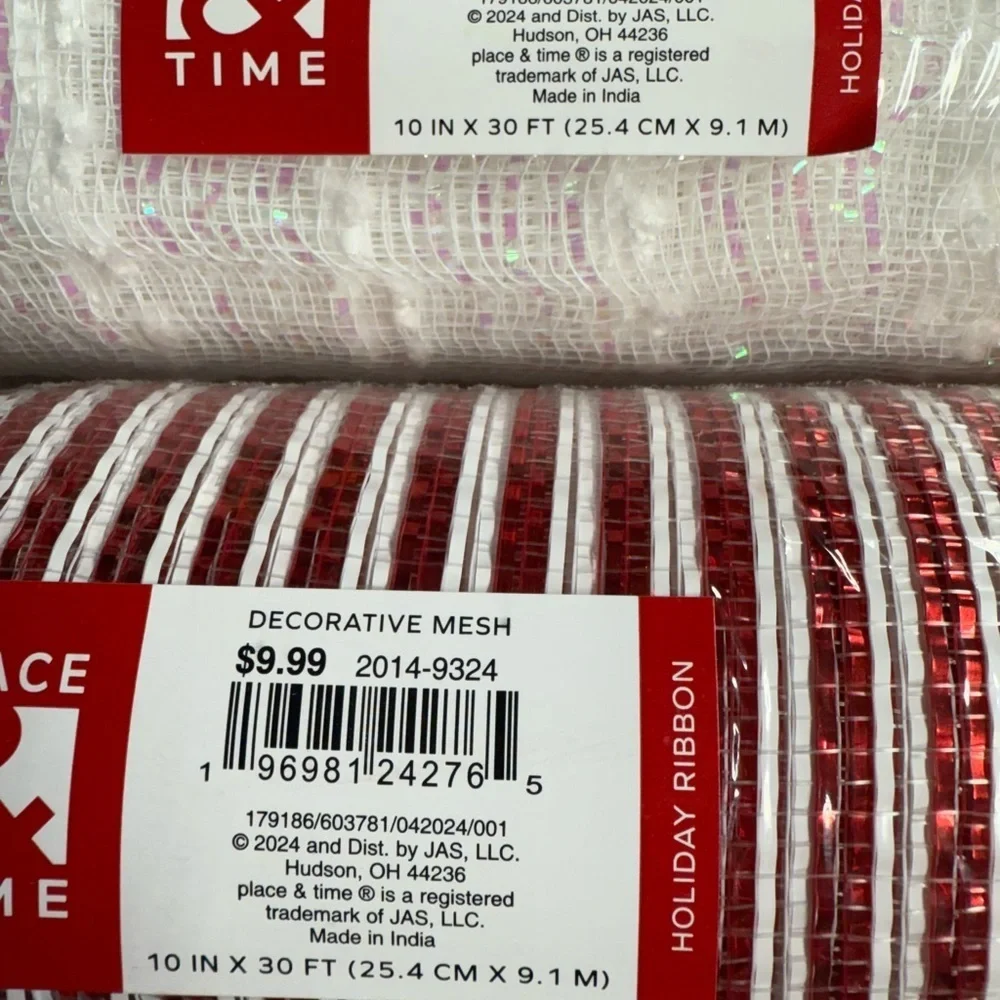 Decorative Mesh - Red and White -New